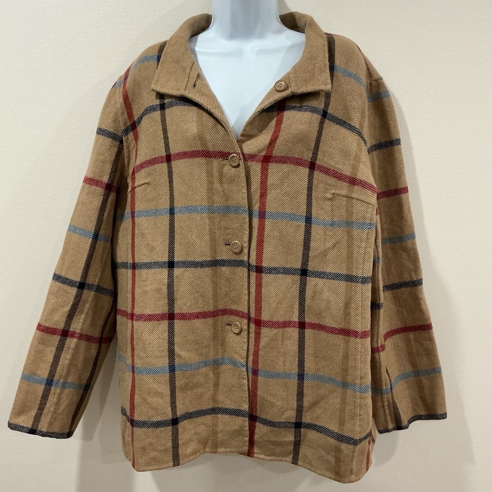 Pendleton The Check Wool Jacket Tan Plaid Reversible XL Old Money Equestrian